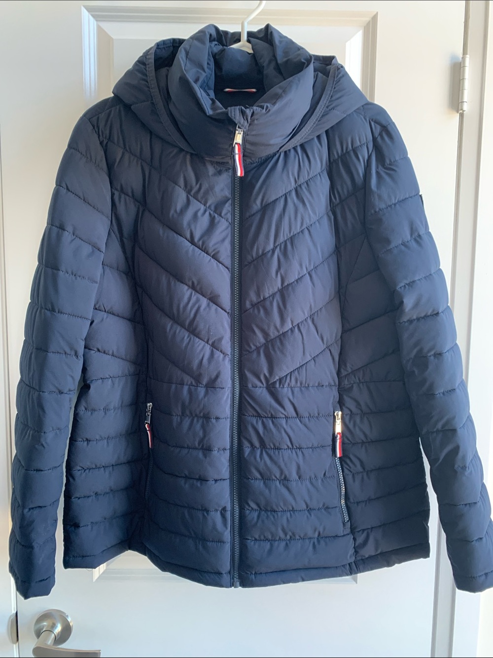 Tommy Hilfiger Navy Quilted Hooded Puffer Jacket